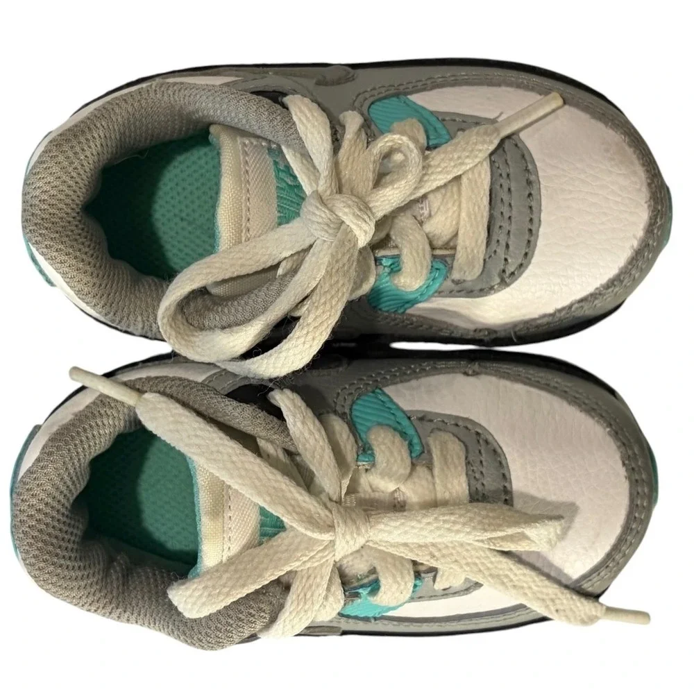 Nike Air Max 90 Toddler 4C White Aurora Green Grey CD6868-102 Sneaker‎